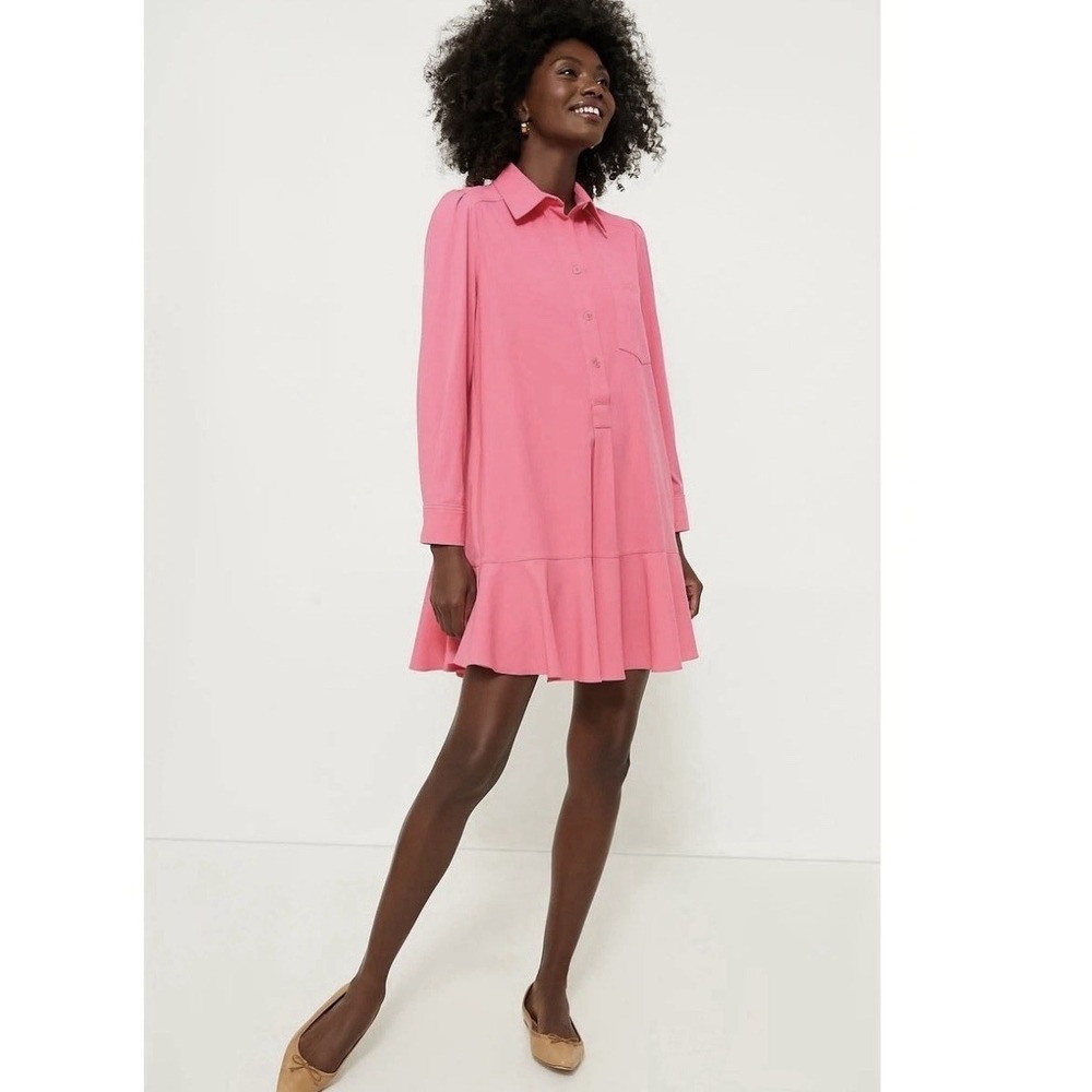 Tuckernuck Women's Hot‎ Pink Crepe Callahan Shirt Dress Mini Size XL New $128